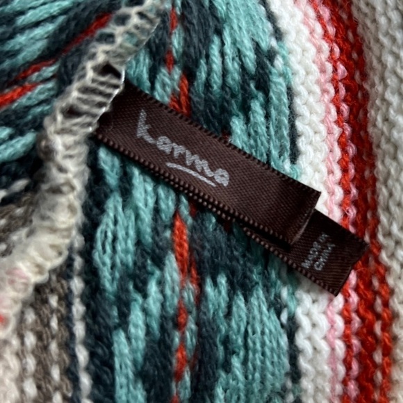 Southwest Boho Poncho Tassles One Size Ivory Multi Color NWOT - Picture 5 of 7